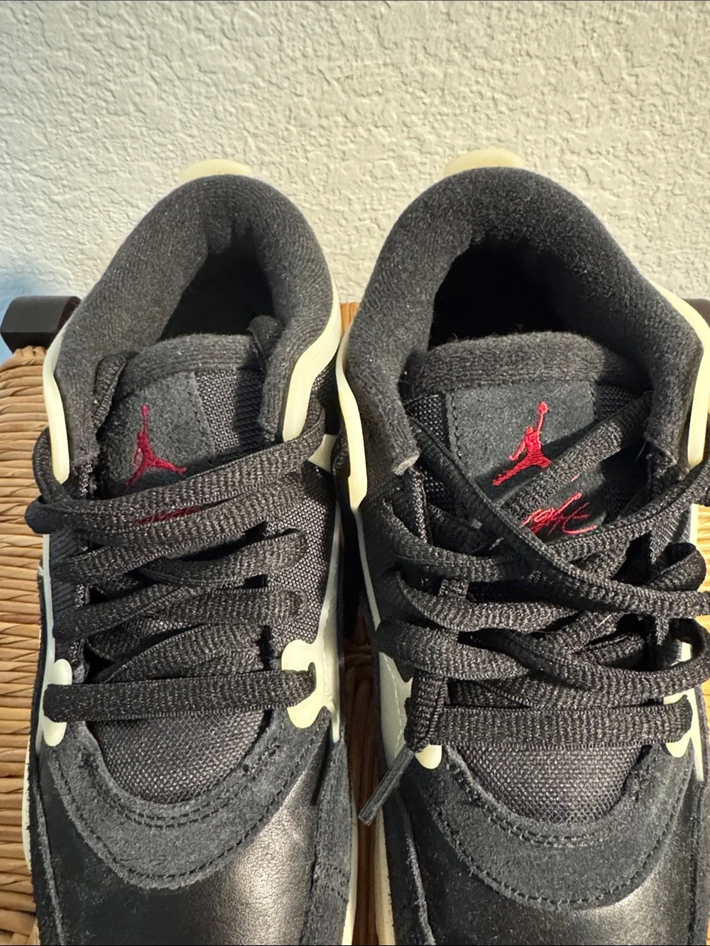 Jordan Low-Top Sneakers in Black, Cream with Red Jumpman